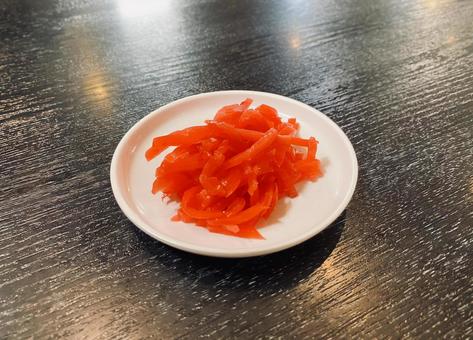 九州博多豚骨ラーメンの紅しょうが 紅しょうが,ショウガ,ラーメンの写真素材