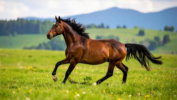 馬_緑の草原走る4 馬_緑の草原走る4の写真