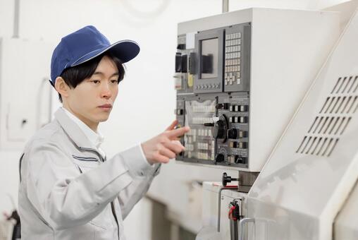 Photo, factory, operator, lathe, 