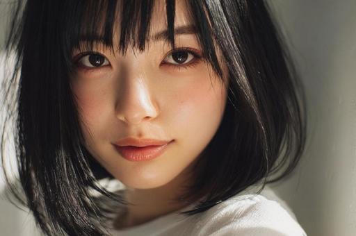 微笑みの美しい黒髪日本女性の写真