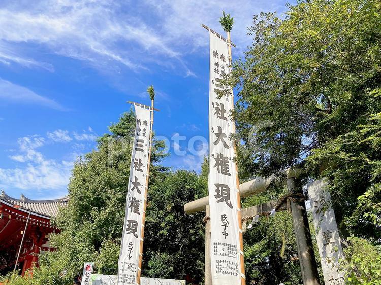 東京風景・浅草神社 浅草神社,靖国,神社の写真素材