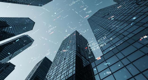 金融都市のデータホログラムの写真