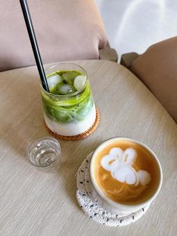 美味しそうな抹茶ラテ 美味しそうな抹茶ラテの写真
