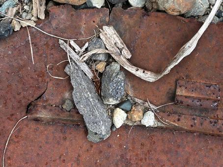 鉄板と枯れ木 鉄板と枯れ木 鉄板,金属板,腐食の写真素材