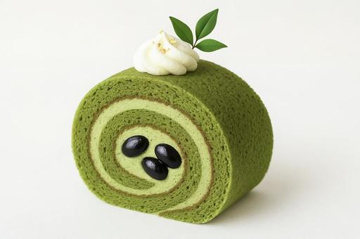 抹茶と黒豆の和風ロールケーキ 抹茶と黒豆の和風ロールケーキの写真