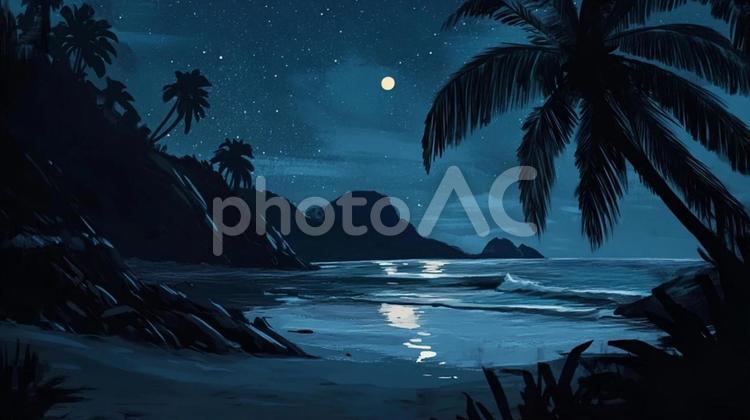 真夜中　浜辺3 真夜中,浜辺,夜中の写真素材