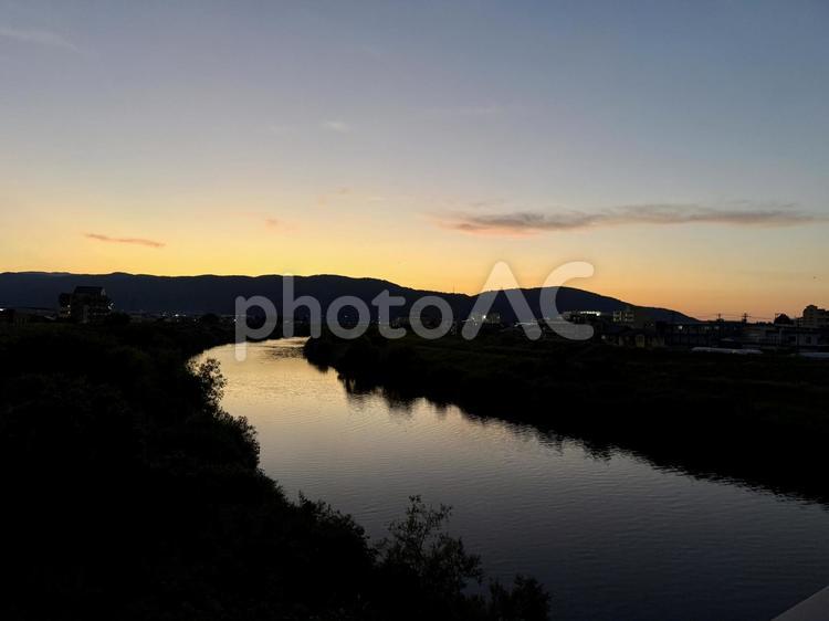 福井の夕暮れ　サンセット田舎 夕日,夕暮れ,サンセットの写真素材