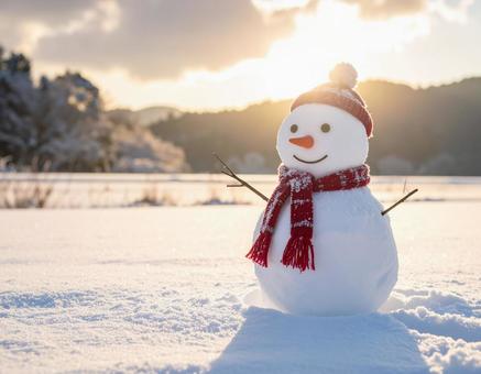 雪だるまの冬風景 雪だるまの冬風景の写真