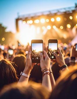 ライブ会場でスマホ撮影する人の写真