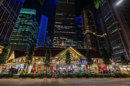都市夜景 都市夜景,夜景,シンガポールの写真素材
