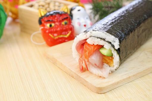 恵方巻き 恵方巻き 太巻き,恵方巻,丸かぶり寿司の写真素材