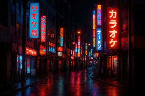 ネオン背景街角 ネオン背景街角の写真