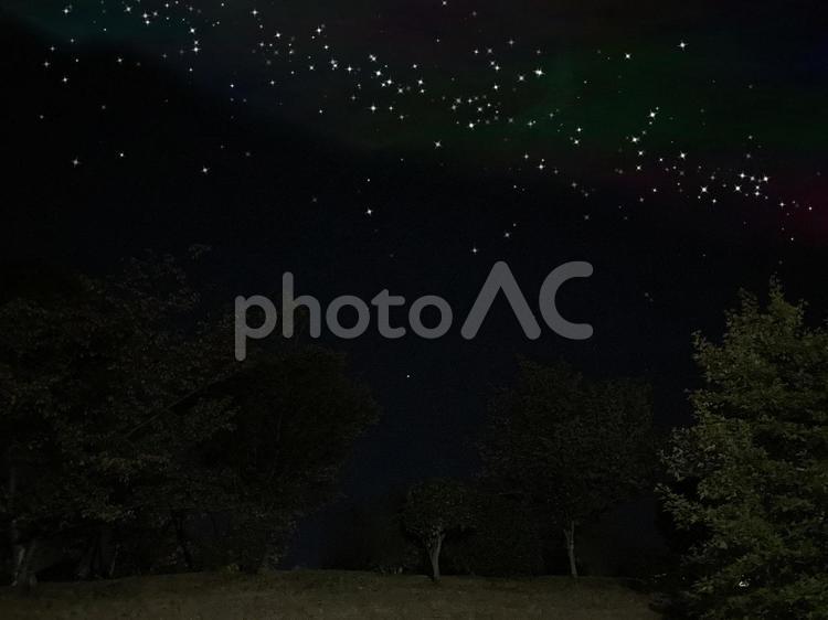 木々と星空２ 星空,星,夜空の写真素材