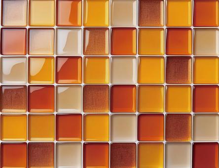 オレンジとイエローのモザイクタイル オレンジとイエローのモザイクタイルの写真