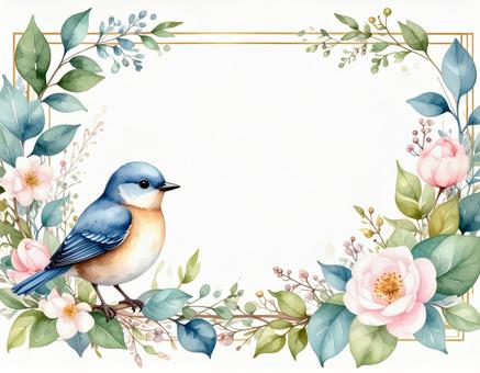 小鳥の花のメッセージカードの背景素 小鳥の花のメッセージカードの背景素の写真