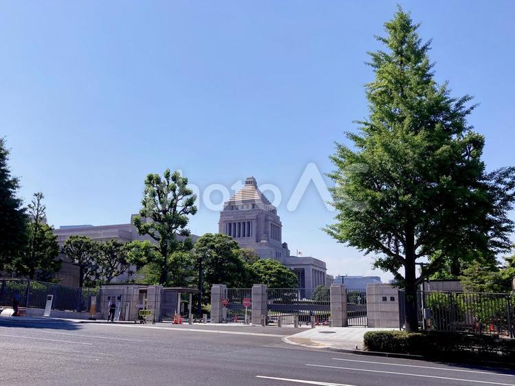 東京風景・国会議事堂 国会議事堂,衆議院,参議院の写真素材