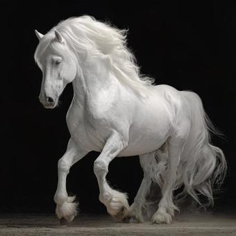きれいな毛並みの白馬 きれいな毛並みの白馬の写真