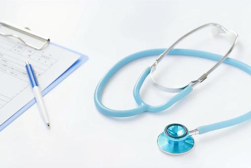 Hospital reception questionnaire Light blue stethoscope ③, muayene, soruşturma, aile doktorunuz, JPG