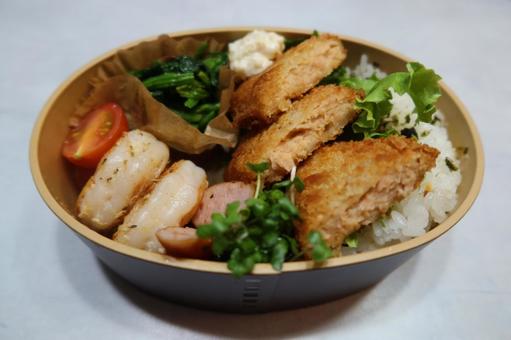 フィッシュフライのお弁当 弁当,カラフル,魚の写真素材