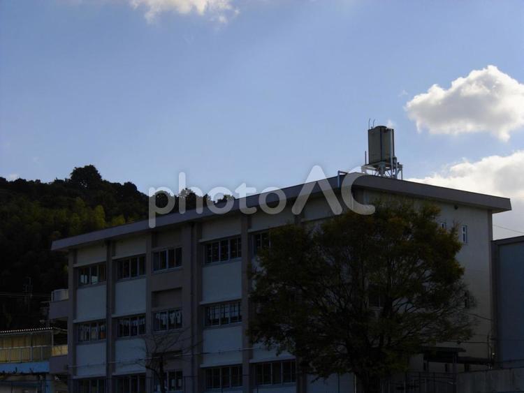 校舎の日陰 校舎,学校,朝の写真素材