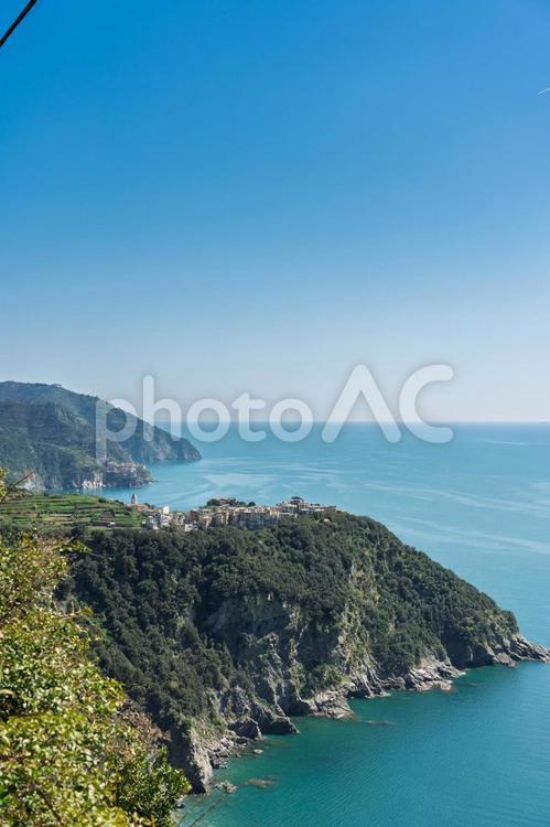 チンクエテッレ　町と海 イタリア,カラフル,チンクエテッレの写真素材