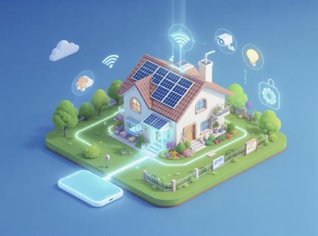 スマートホームとソーラーパネルの未来住宅 スマートホームとソーラーパネルの未来住宅の写真