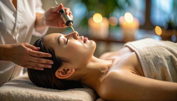 エステサロンでラジオ波の施術を受ける女性の写真