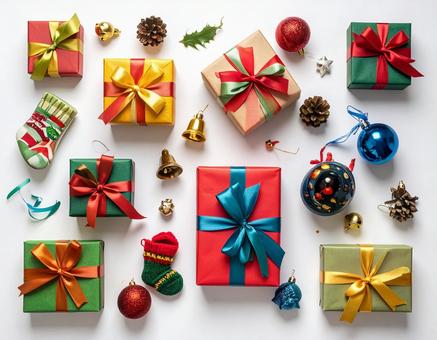 クリスマスプレゼントのフラットデザインの写真