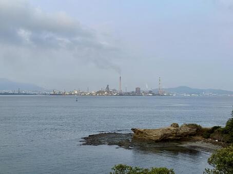 下関市彦島から見た北九州の風景 関門海峡,夏,下関の写真素材