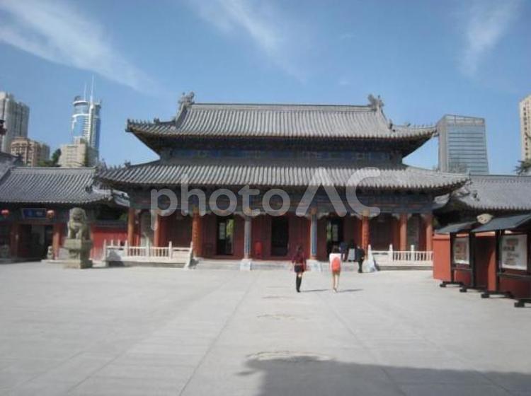 中国　西安　大興善寺 空,背景,夏の写真素材
