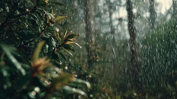 雨に煙る幻想的な森 雨に煙る幻想的な森の写真