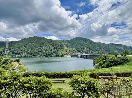 嘉瀬川ダムの風景2 嘉瀬川ダムの風景2 嘉瀬川ダム,湖,晴れの写真素材