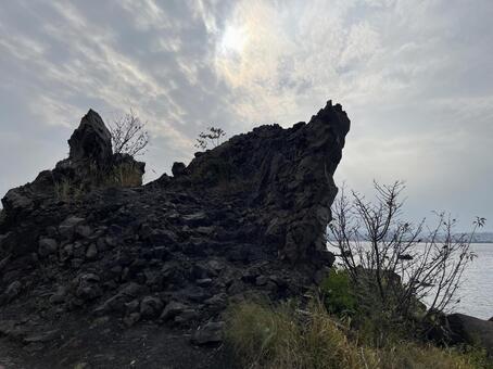 火山地帯の岩 岩,火山,鹿児島の写真素材