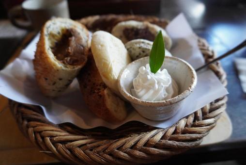 カフェのパンセット カフェ,パン,ランチの写真素材