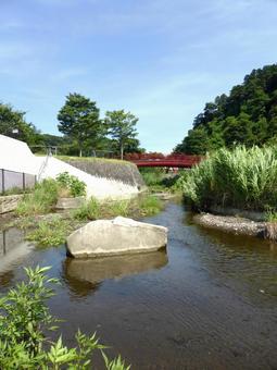 横浜市栄区上郷町近辺の河川風景 川,河川,水の写真素材