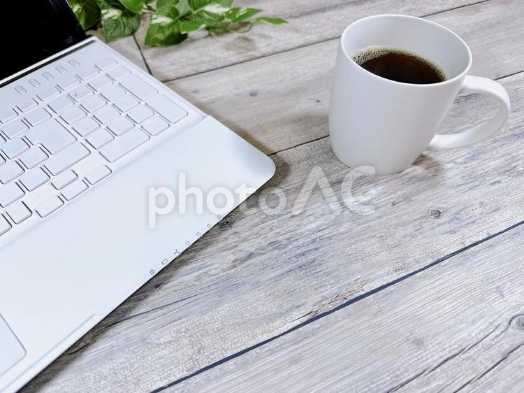 コーヒータイム　キーボードの文字なし コーヒータイム,コーヒー,コーヒーブレイクの写真素材