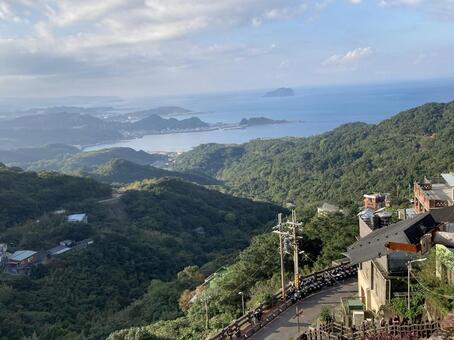 九份展望台から 九份,台湾,観光地の写真素材