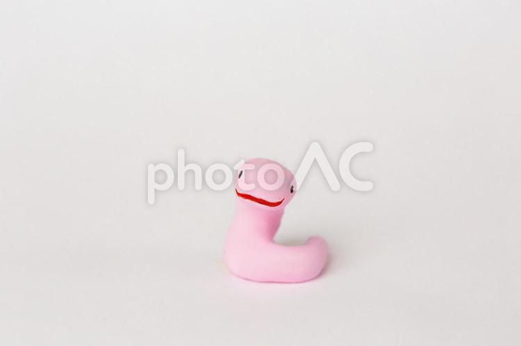カメラ目線のピンクの蛇 蛇,クレイアート,動物の写真素材
