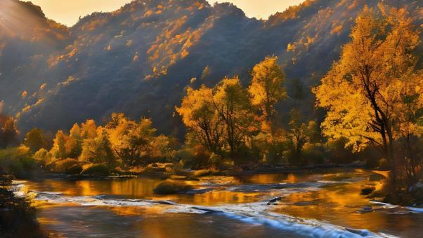 beautiful autumn sunrise, JPG beautiful autumn sunrise, autumn, chuan, nostalgic, JPG