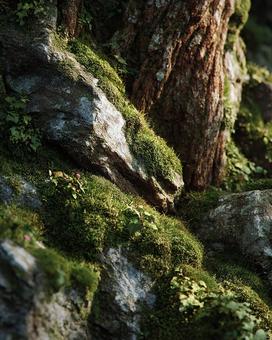 自然の生命力を感じる苔と木の質感 自然の生命力を感じる苔と木の質感の写真
