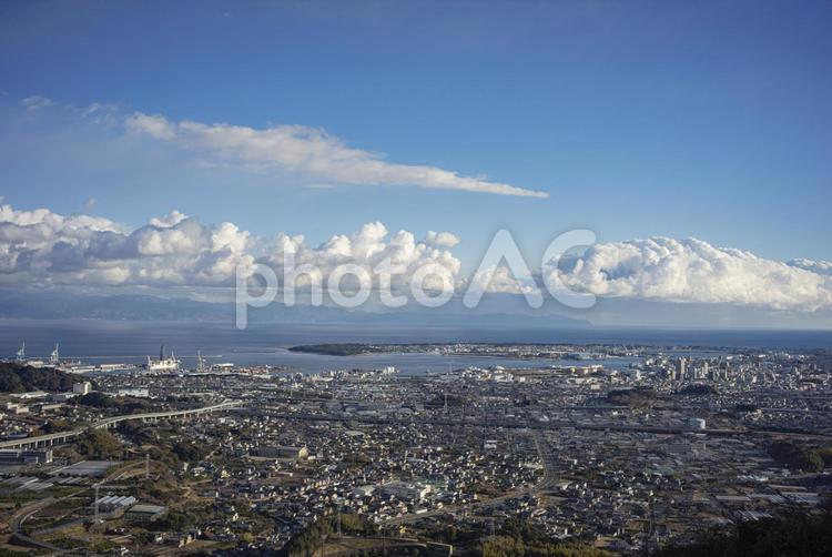 冬の静岡県静岡市清水区の街並み 清水区,静岡市,静岡県の写真素材