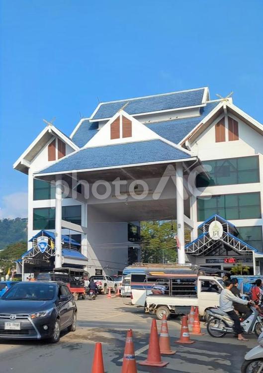 タイ　ミャンマー　メーサイ国境 国境,メーサイ,タイの写真素材