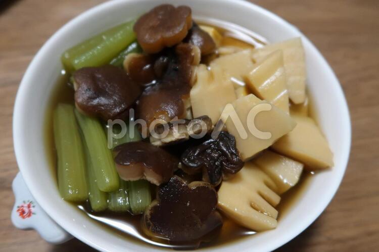 椎茸と竹の子、フキの煮物2 ふき,椎茸,竹の子の写真素材