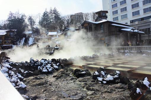 草津温泉の湯畑 草津温泉の湯畑の写真