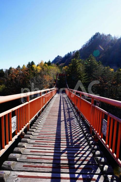 北海道夕張 滝の上公園の滝の吊橋 北海道,夕張,滝上の写真素材