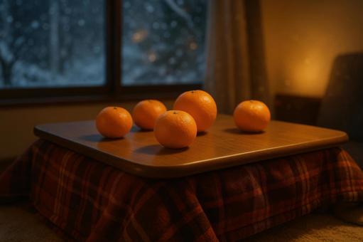 こたつとみかんの冬の暮らしの写真