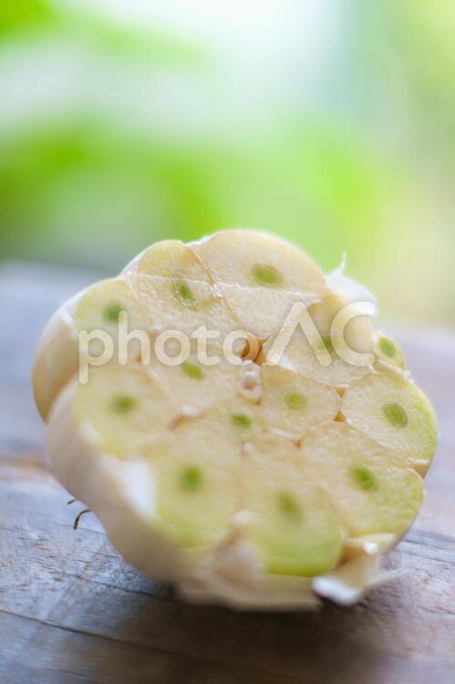 ニンニクを切った断面 ニンニク,野菜,にんにくの写真素材