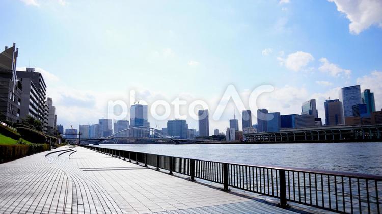 築地・勝どきの運河と町並み 勝どき,築地,月島の写真素材