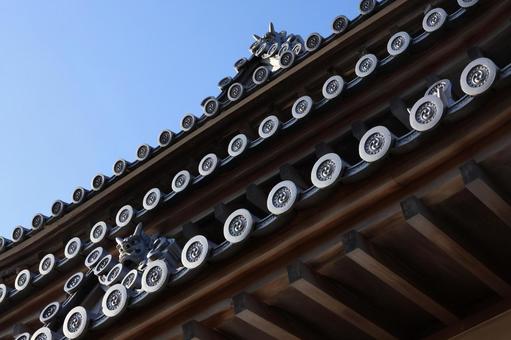 瓦 巴紋,三つ巴,城跡の写真素材