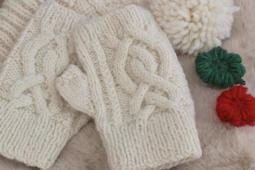 手袋とニット帽 手袋,ニット帽,防寒の写真素材